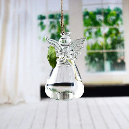 Pair of glass angel vases in small and large sizes shown together