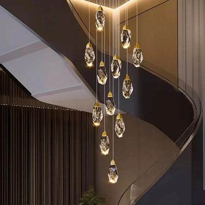 Six head crystal chandelier, 11.8 in chassis, with a 59.1 in drop