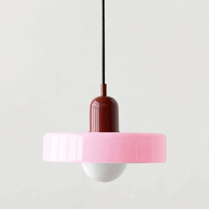 Pink glass chandelier variant with warm white LED light source