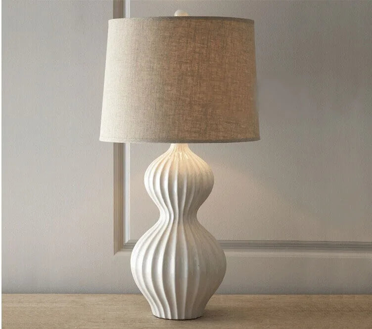 White ceramic lamp shade texture and base detail country style