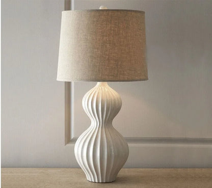 White ceramic lamp shade texture and base detail country style