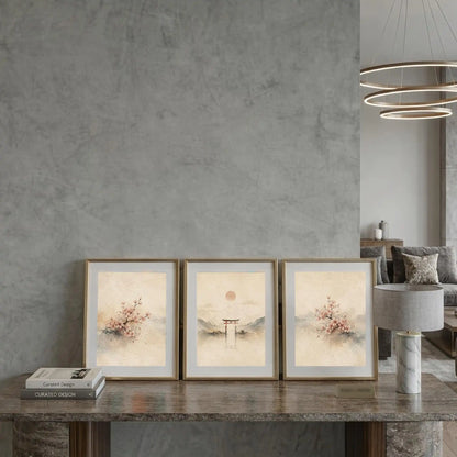 Japandi Wabi Sabi Cherry Blossom 3-Piece Canvas Set