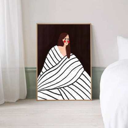 Abstract Line Art Curve Female Figure Canvas Wall Art