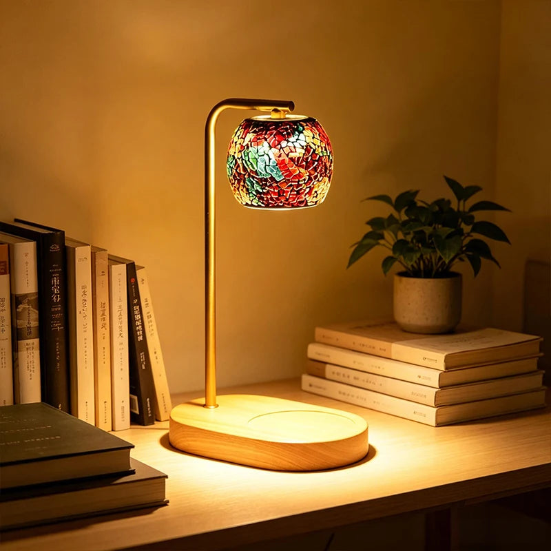 Glass Table Lamp USB Powered Three-color Lights Desk Lamp Dimmable Brightness Night Light Bedside Lamp for Bedroom Home