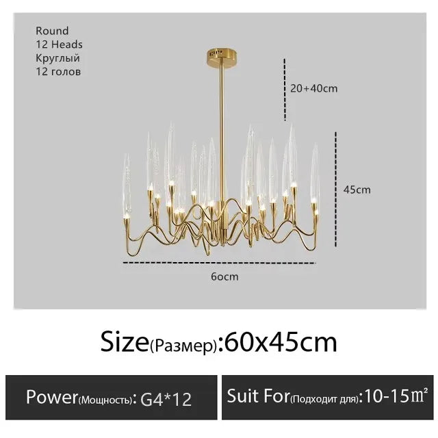 Crystal branch chandelier at 23.6 in diameter with 18 lit heads