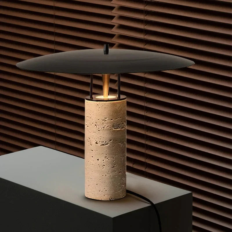 Natural yellow stone lamp warm light mode in contemporary styled interior