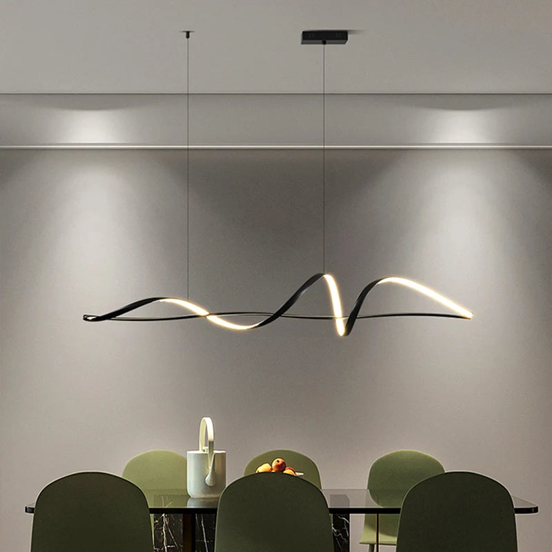 Gold ironwork and acrylic linear chandelier with remote dimming