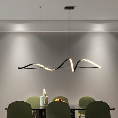Gold ironwork and acrylic linear chandelier with remote dimming