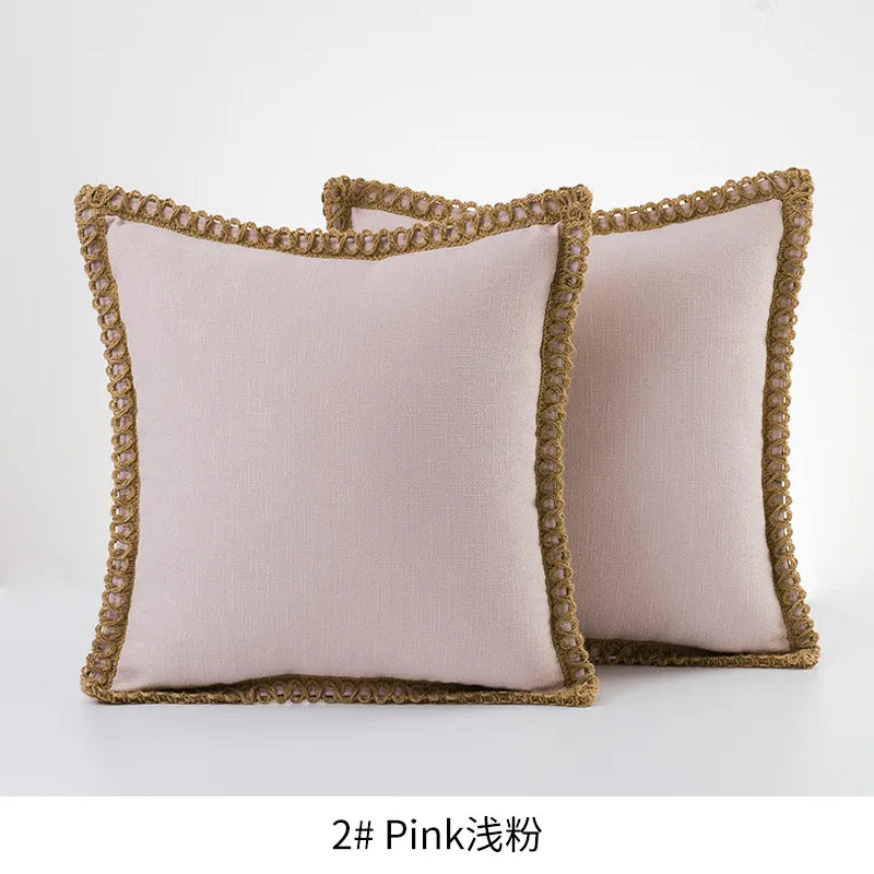 Burlap Linen Farmhouse Pillow Cover — styling detail