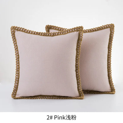 Burlap Linen Farmhouse Pillow Cover — styling detail