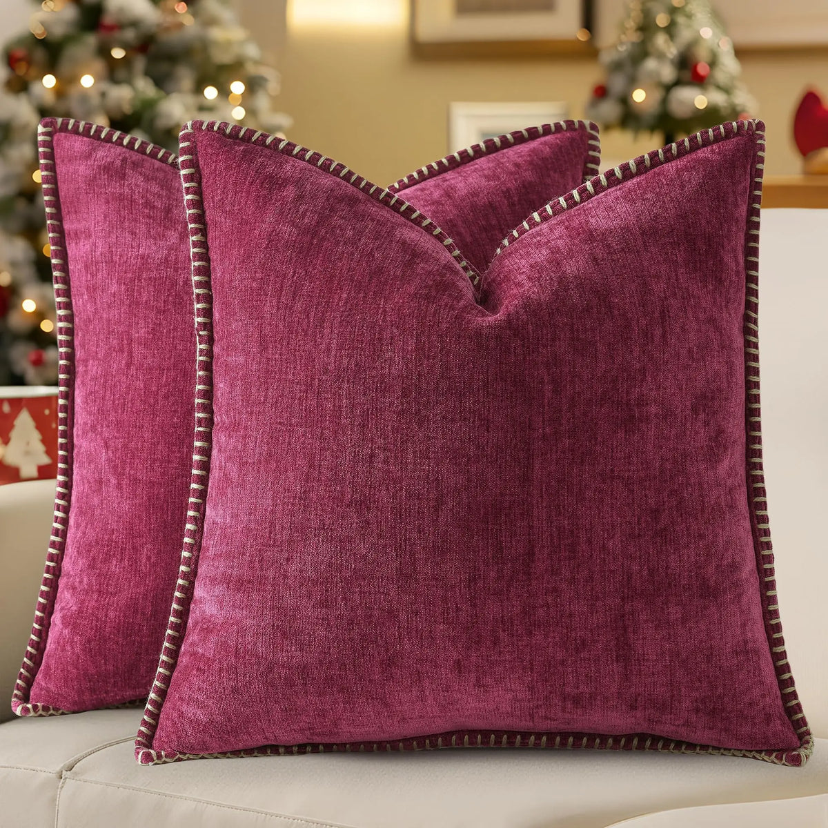 Farmhouse Chenille Throw Pillow Cover — styling detail