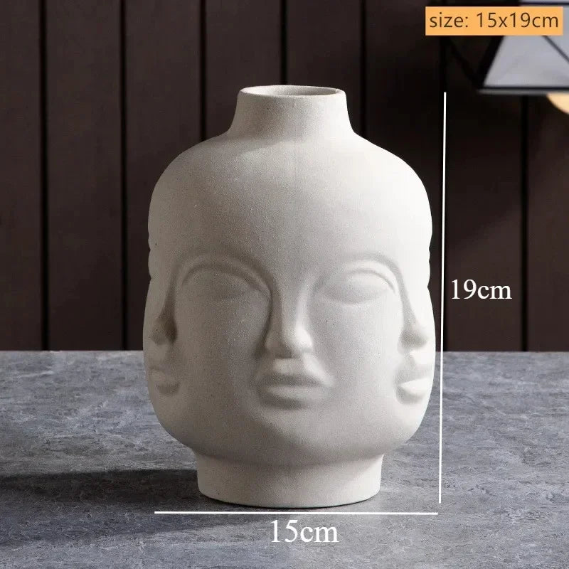 Ceramic Human Face Vase Sculpture Handmade Art | Aurelia