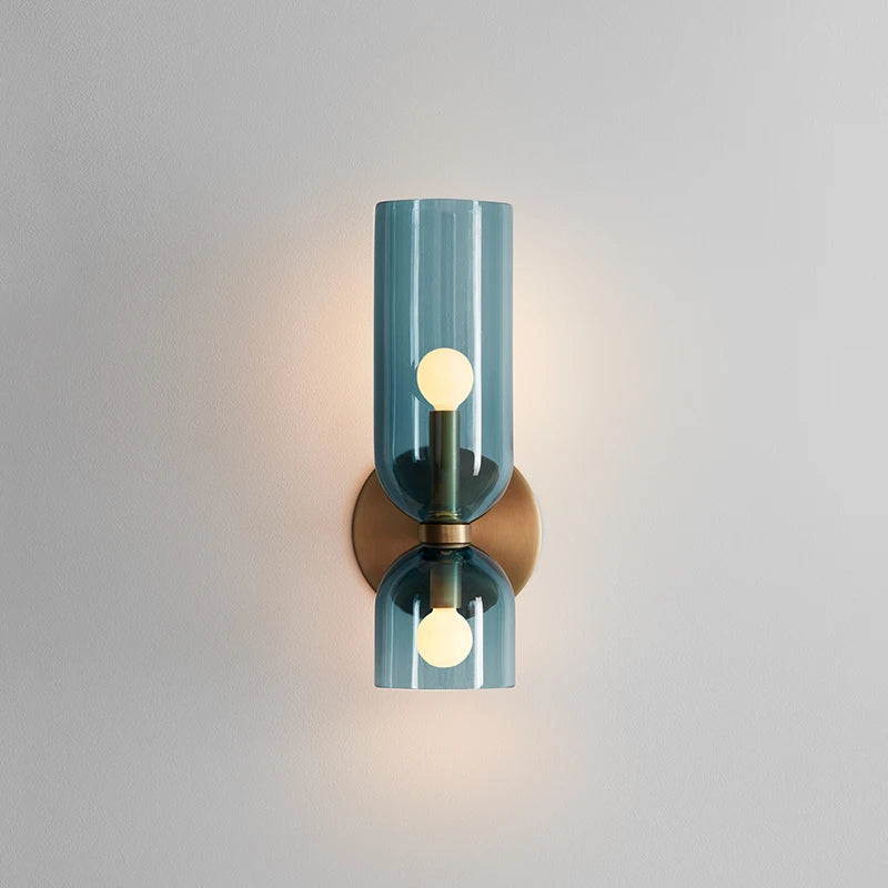 glass wall sconce, side profile showing mounting depth