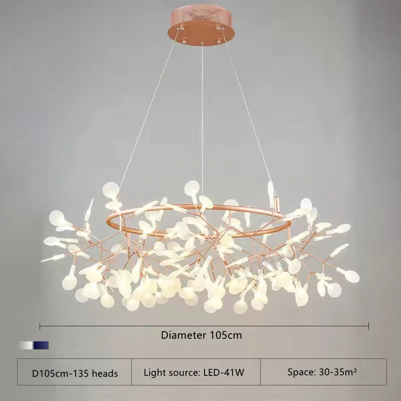 Firefly chandelier in black with neutral light and 90 to 260V operation