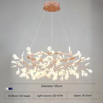 Firefly chandelier in black with neutral light and 90 to 260V operation