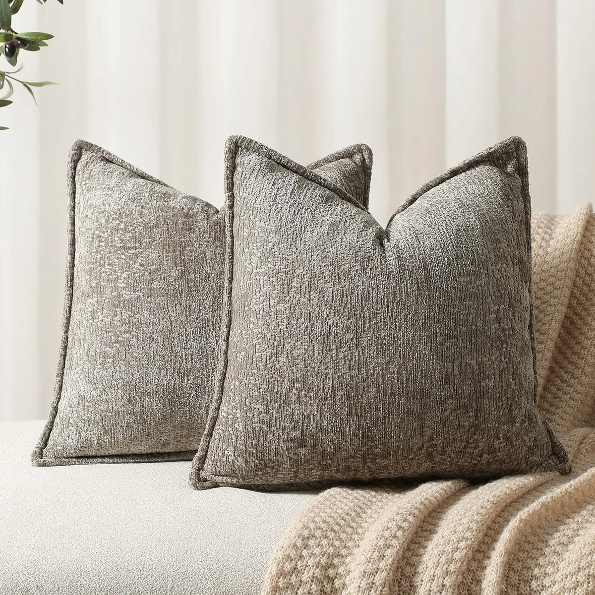 Solid Chenille Throw Pillow Cover — styling detail