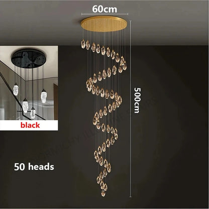 Forty head crystal chandelier, 23.6 in chassis, with a 157.5 in drop