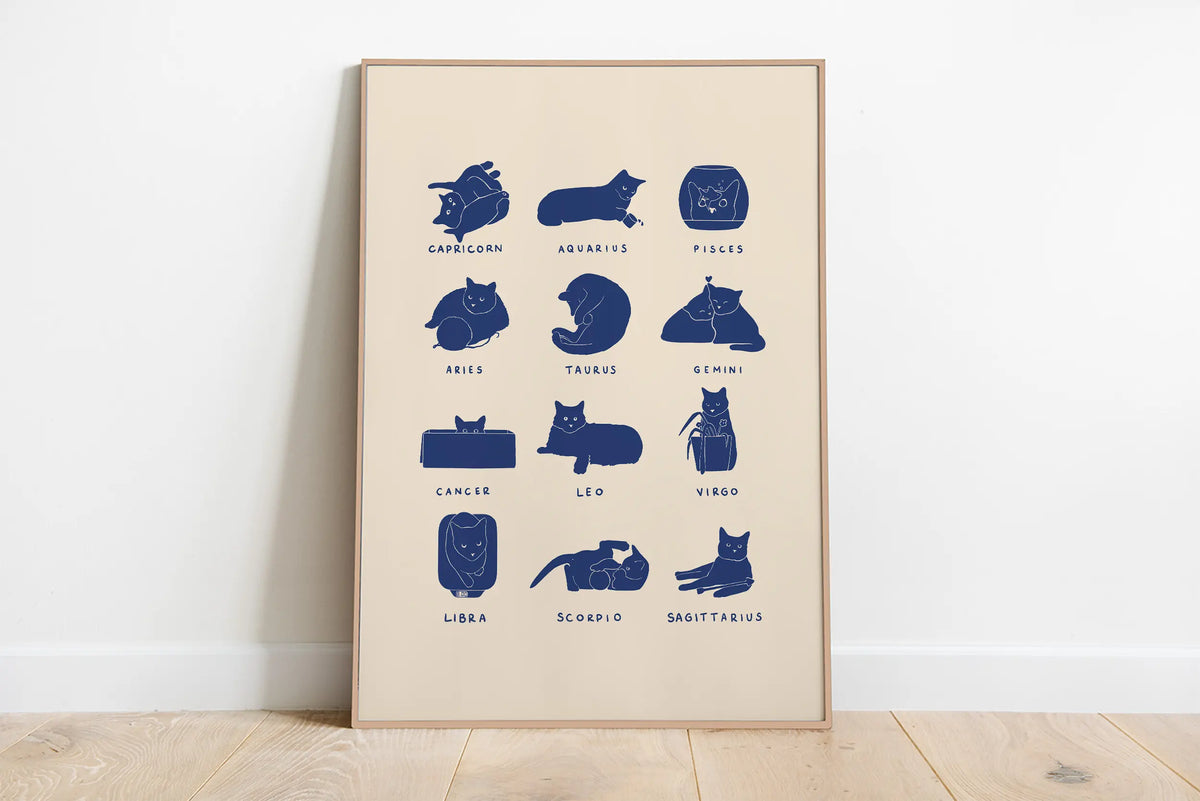 Sleepy Kitten Minimalist Canvas Wall Art Print