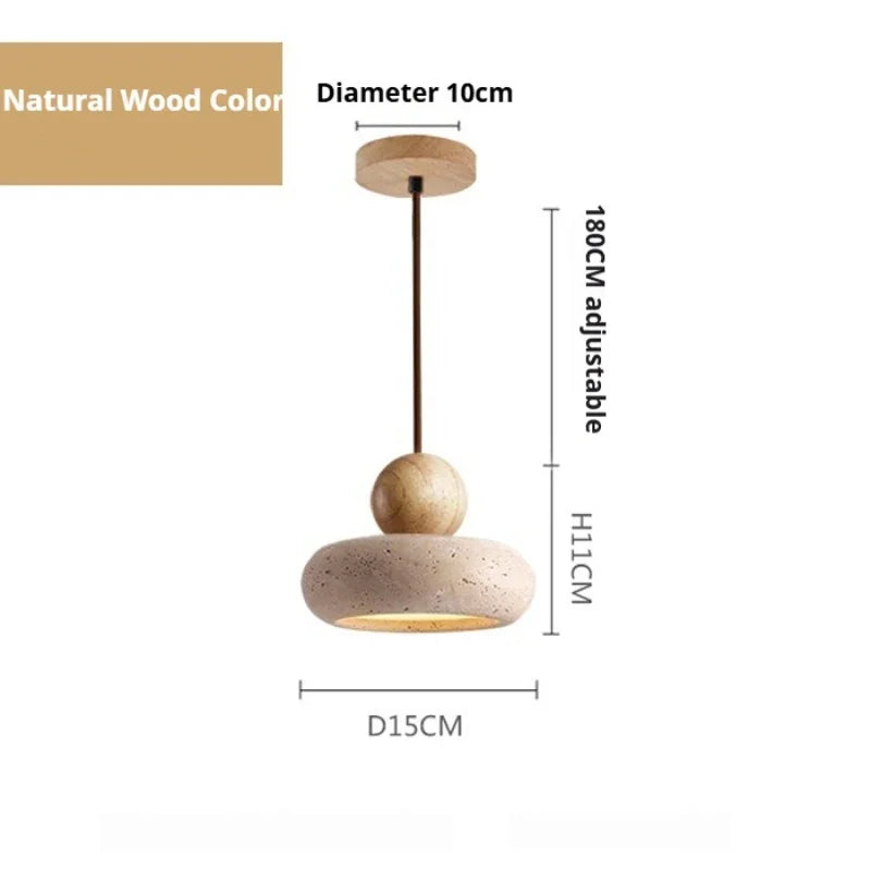Natural stone chandelier showing unique markings in each carved shade