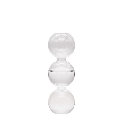 Blue glass hydroponic vase overhead shot showing open circular top and water surface