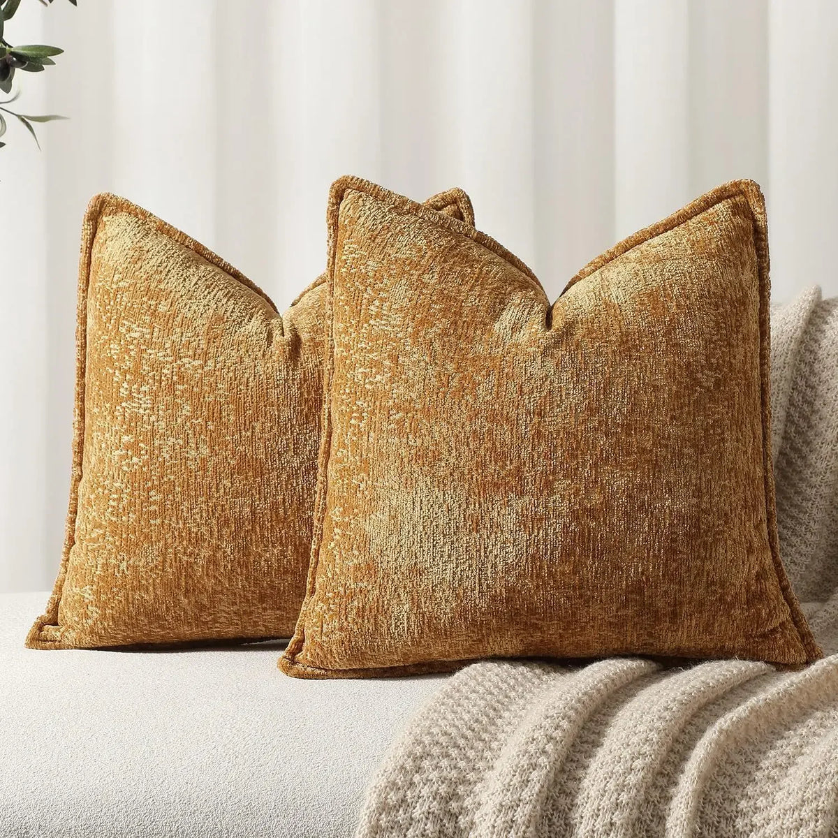 Solid Chenille Throw Pillow Cover — styling detail