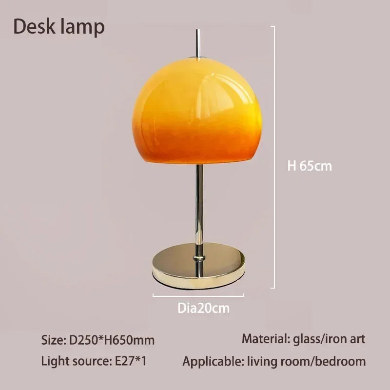 Glass floor lamp top view showing mushroom shade from above