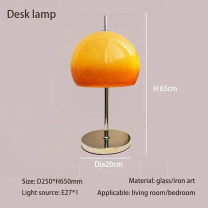 Glass floor lamp top view showing mushroom shade from above