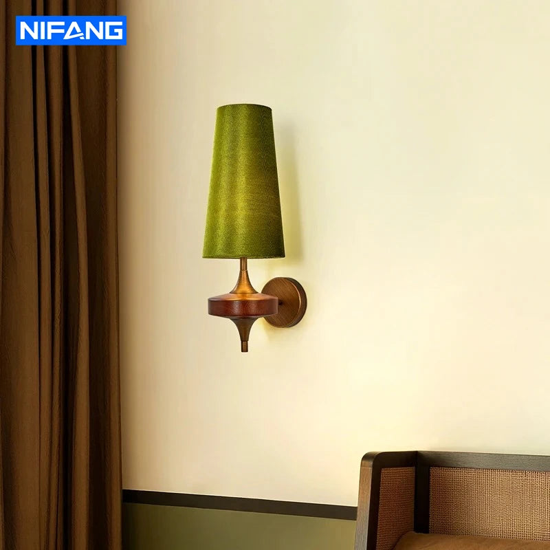 wood wall sconce, front view on white background