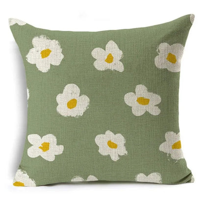 Green Floral Print Pillow Cover — styling detail