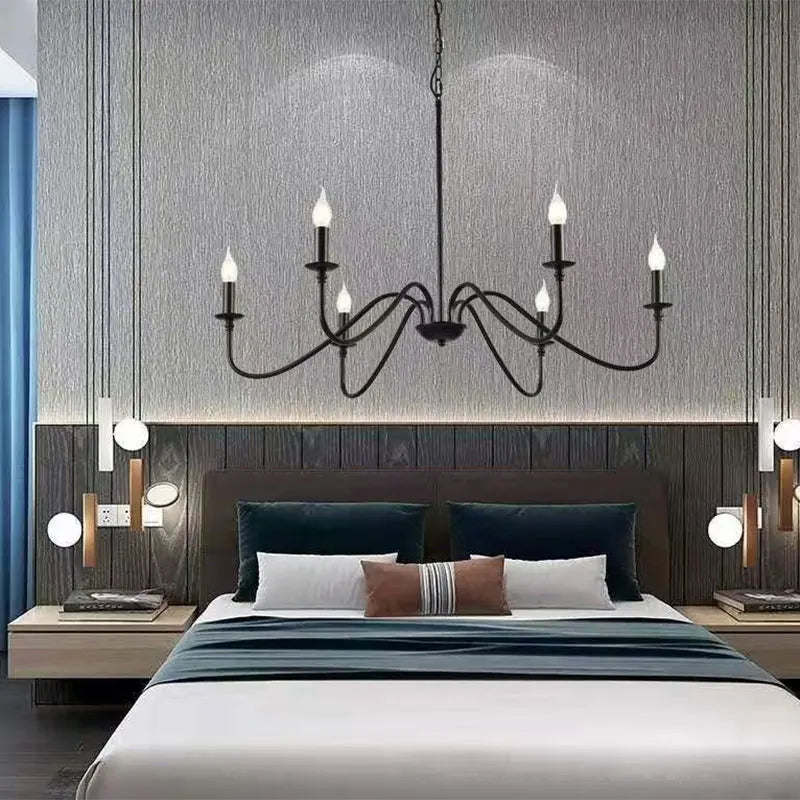 Open metal frame chandelier with no shades, bulbs sold separately