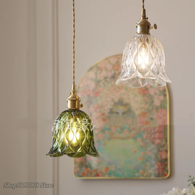 green glass wall sconce, side profile showing mounting depth