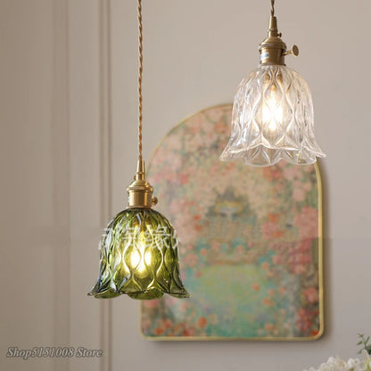 green glass wall sconce, side profile showing mounting depth