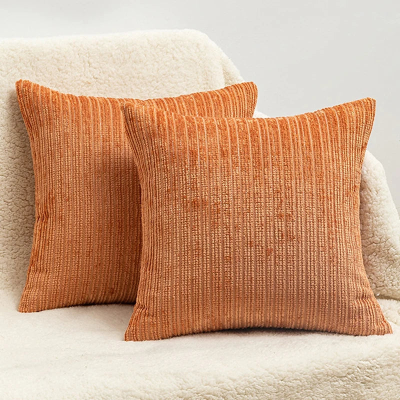 Striped Chenille Throw Pillow Cover — styling detail