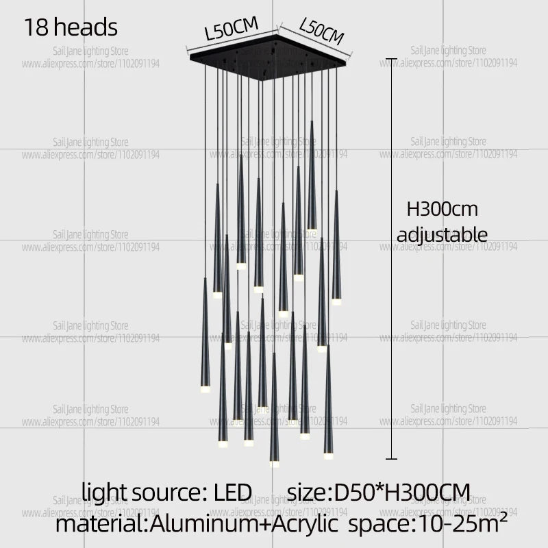 Seven head staircase chandelier, 11.8 in across, for a small stairwell
