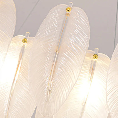 Linear 31.5 in (80 cm) feather glass chandelier with six lights