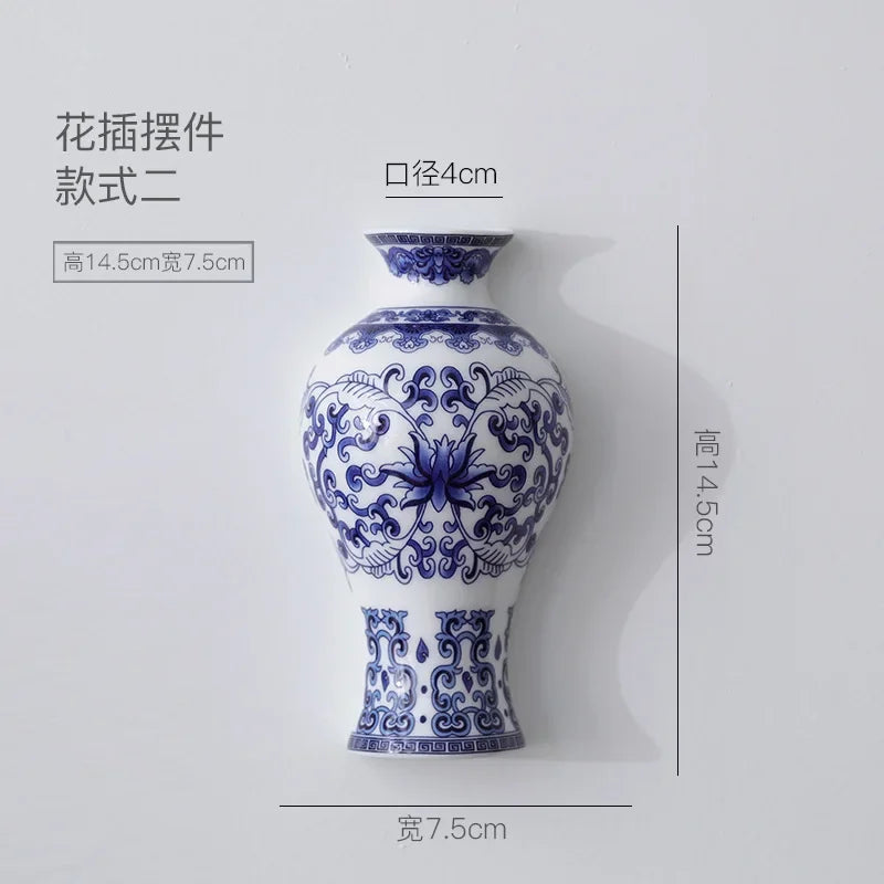 Style B antique porcelain vase shown with dried flower stems display