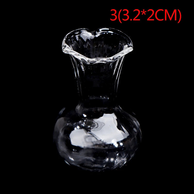 Tiny 1:12 scale glass vase in dollhouse window display arrangement
