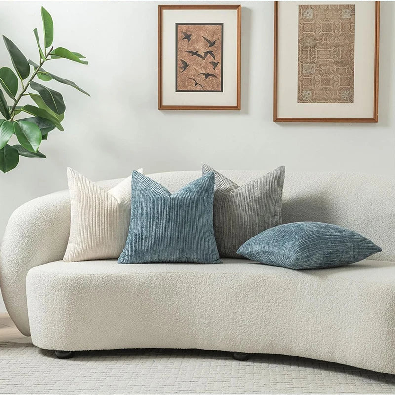 Striped Chenille Throw Pillow Cover — alternate view