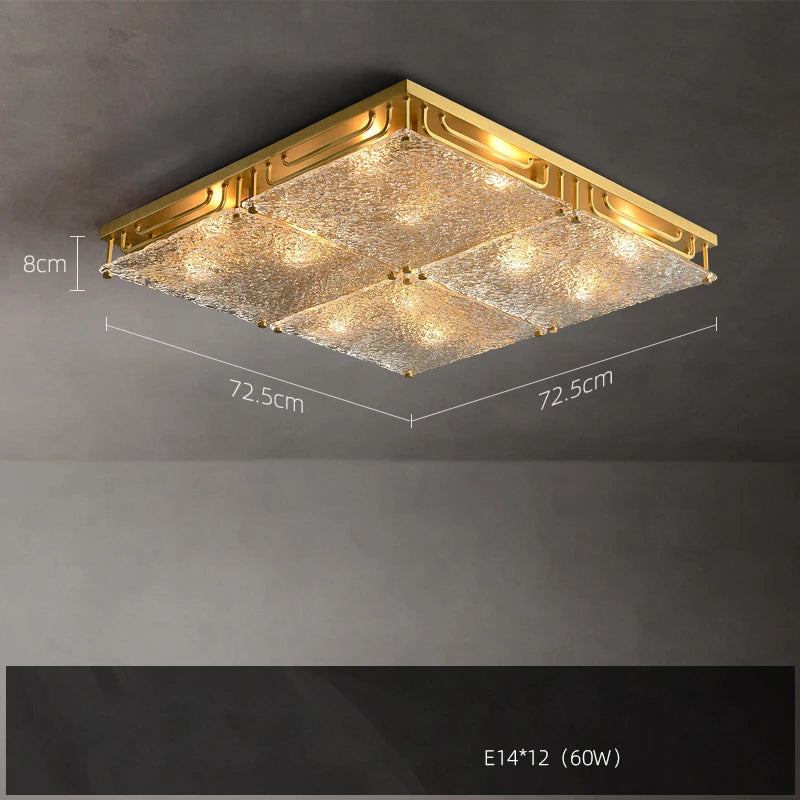 Long 50.4 in (128 cm) water ripple glass chandelier on plated steel