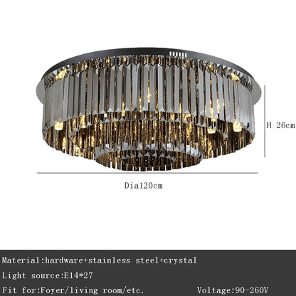 Black crystal chandelier with the white light setting across the crystal
