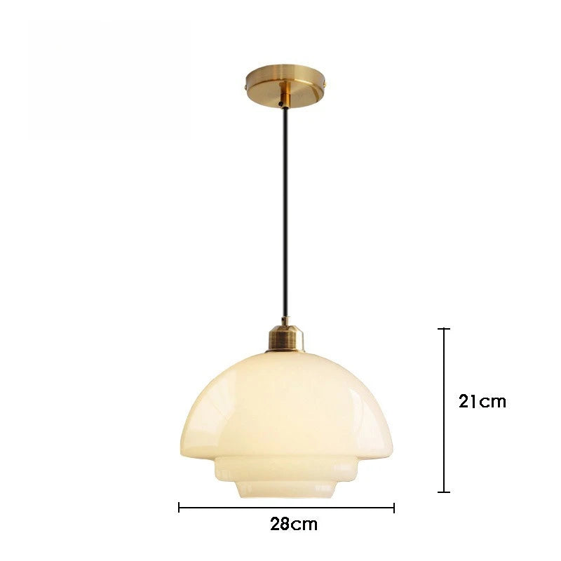 Cream glass chandelier profile C with three colour light option
