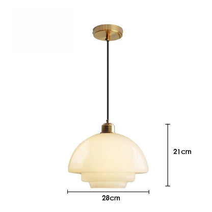 Cream glass chandelier profile C with three colour light option