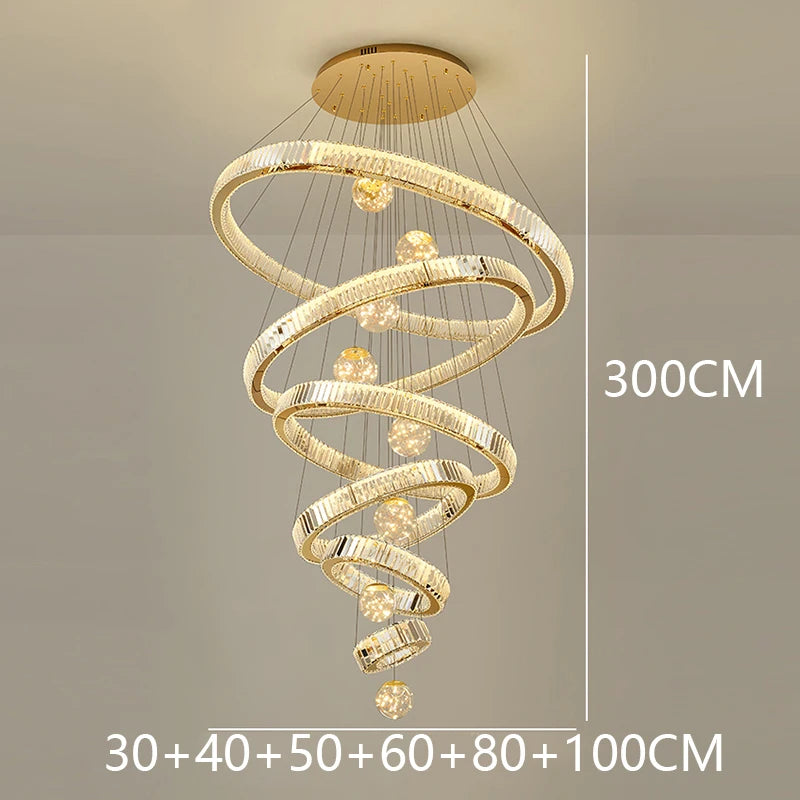 Tricolor light option shown on a gilded crystal ring chandelier