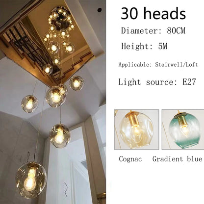 Fifteen globe chandelier, 23.6 in across, with a 118.1 in drop