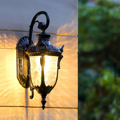 outdoor wall sconce, close-up of shade and hardware detail