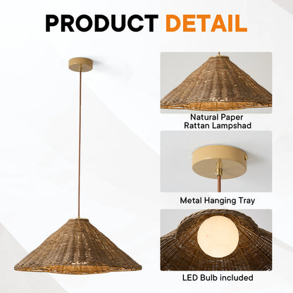19in Wicker Pendant Light
