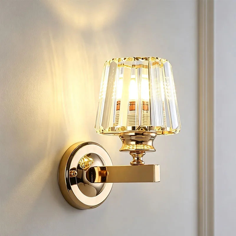 crystal wall sconce, front view on white background
