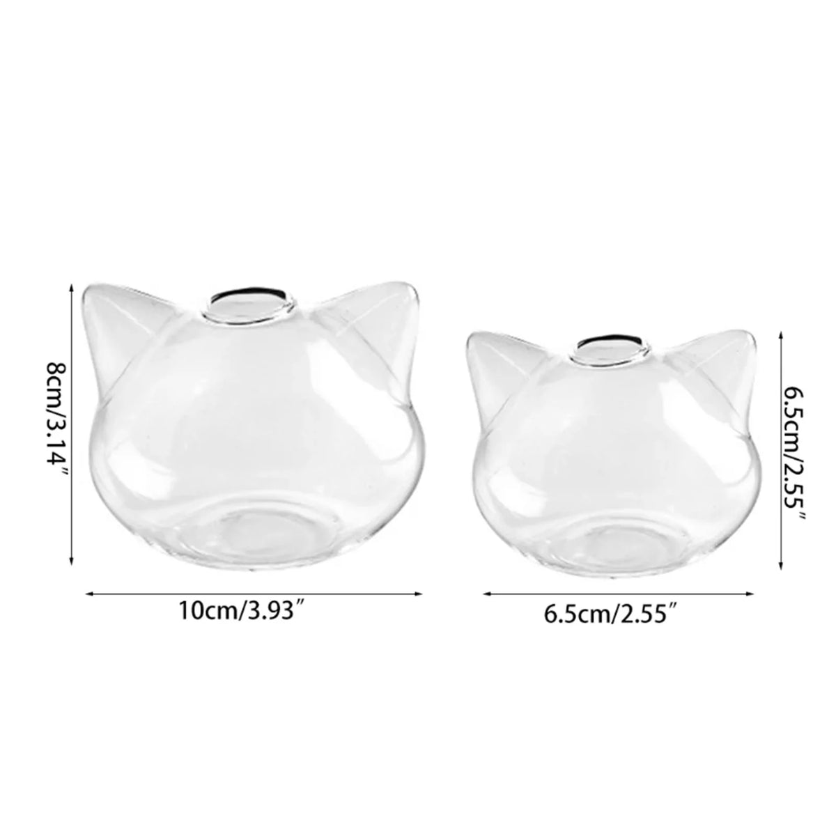Cat shape glass planter used as quirky office desk succulent accent