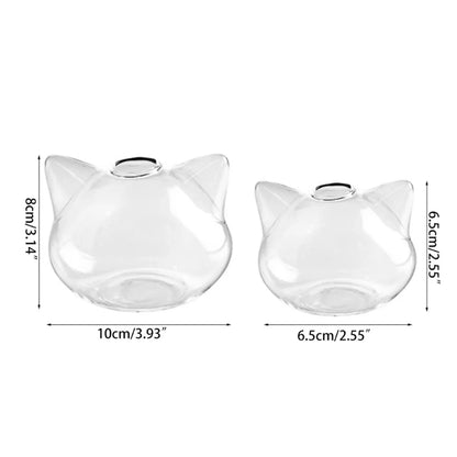 Cat shape glass planter used as quirky office desk succulent accent