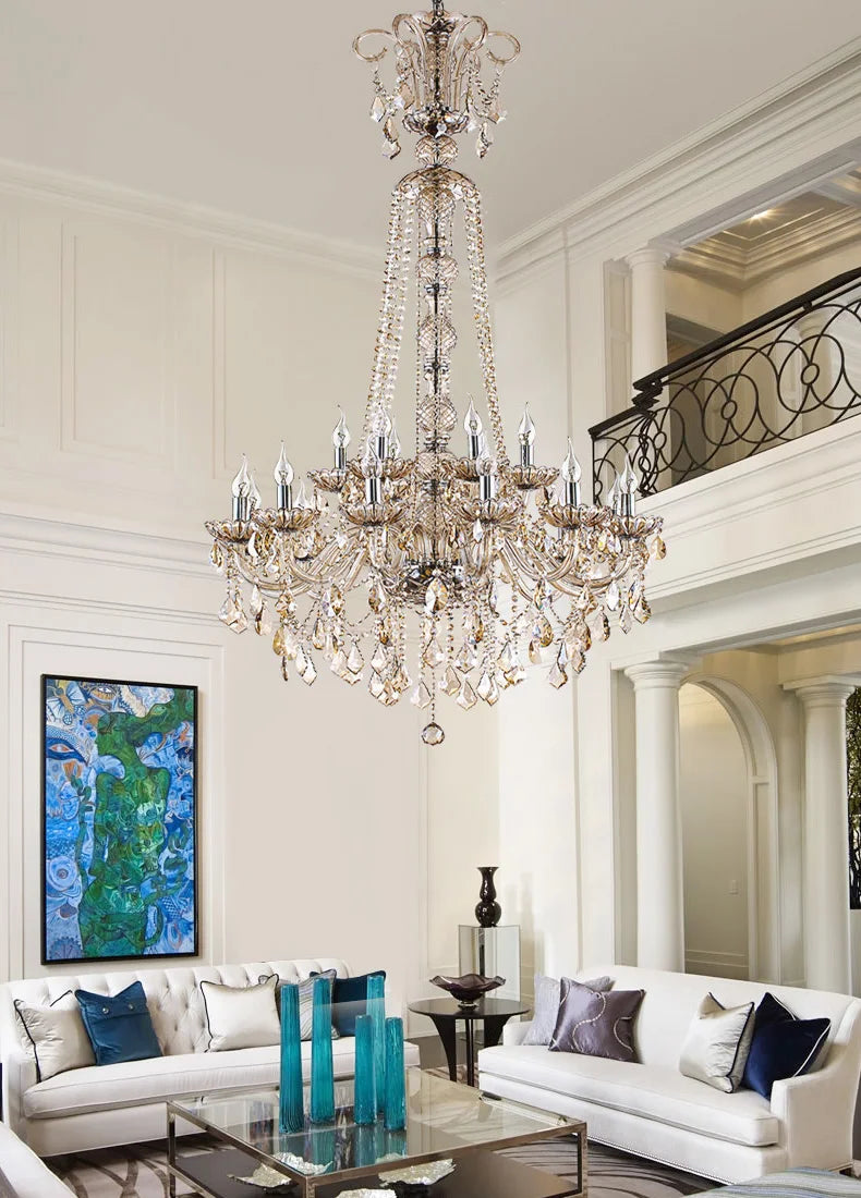 Chain hung crystal chandelier with a knob switch, 90 to 260V
